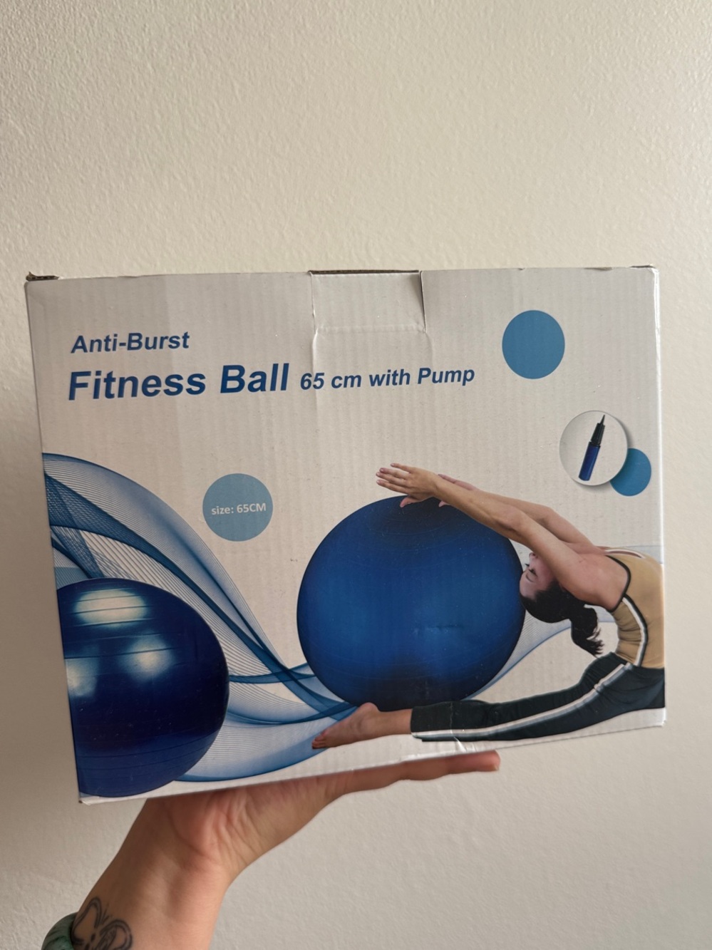 Blue Fitness Ball with Pump - Anti-Burst Gym Stability Ball
